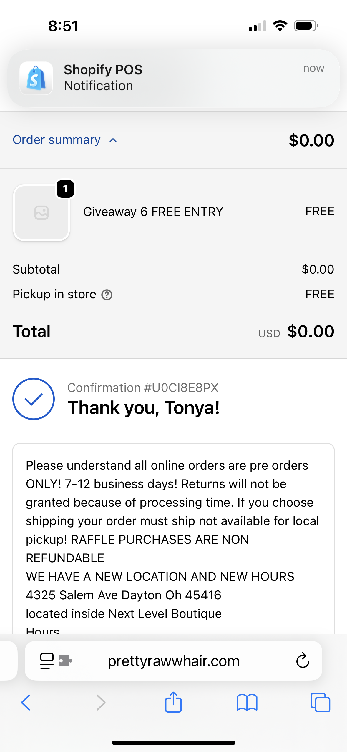 Giveaway 6 FREE ENTRY